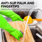 1-Pair Dishwashing Gloves, Reusable Household Gloves, Kitchen Gloves, Long Sleeve, Thick Latex, Cleaning, Washing, Working, Painting, Gardening, Pet Care (Size M,Green, Rb2143) — image 4 of 8