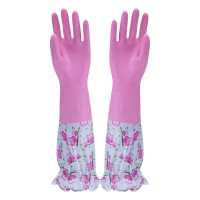 Winter Long Cuff Rubber Gloves with Floral Pattern – Thickened, Durable Kitchen Dishwashing, Laundry & Household Chores Gloves — image 2 of 21