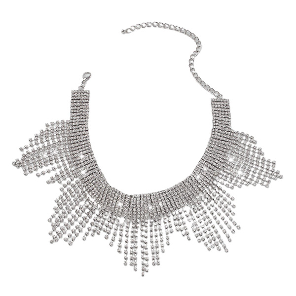 Crystal Necklace Tassel Choker Neck Chain Rhinestones Necklaces Fashion Jewelry Accessories Gifts for Women and Girls — image 1 of 12