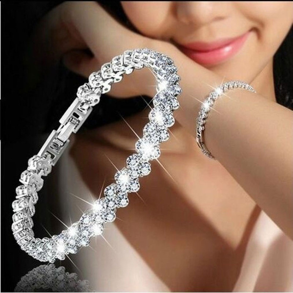 2019 Fashion Bracelet Woman 925 Sterling Silver Crystal Diamond Bracelets Gifts — image 1 of 11