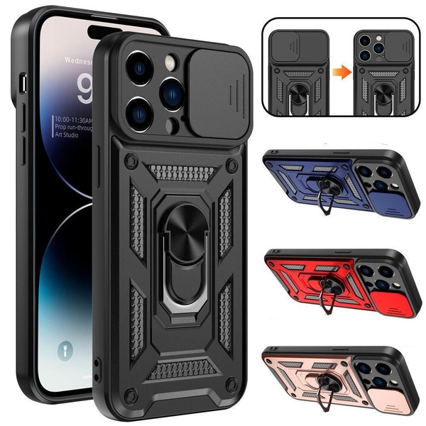 Phone Armor Case for iPhone 14 13 12 11 Pro Max XR XS X 8 7 SE 2022 Plus Case with Sliding Camera Cover & Ring Kickstand Shockproof Protective Rugged Phone Cover For Samsung Galaxy S23 S22 S21 S20 Note 20 Ultra A13 A14 A54 A34 A04 A53 A23 A22 A12 A32 — image 1 of 16