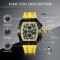 Mens Luxury Watch Watches For Men 50M Waterproof Japanese Quartz Movement Tonneau Stainless Steel Case Sapphire Glass With Chronograph Date Function Cool Unique Fashion Gift Watch — image 7 of 8