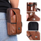 Men Leather Waist Bag, Multifunction Fanny Pack, Large Capacity Belt Bag,Brown Shoulder Bags Crossbody Bags,Multi-layer Buckle Mobile Phone Bag — image 4 of 20