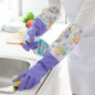 Winter Long Cuff Rubber Gloves with Floral Pattern – Thickened, Durable Kitchen Dishwashing, Laundry & Household Chores Gloves — image 5 of 21