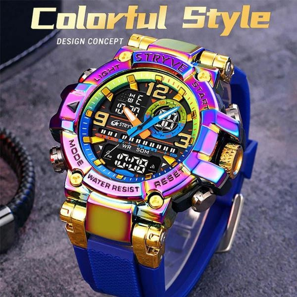 Top Brand Luxury Men Sport Chronograph Watch Dual Display Watches Army Military Watch Multifunction Electronic Watch 5 Bar Waterproof Rubber Watch — image 1 of 23