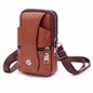 Men Leather Waist Bag, Multifunction Fanny Pack, Large Capacity Belt Bag,Brown Shoulder Bags Crossbody Bags,Multi-layer Buckle Mobile Phone Bag — image 12 of 20