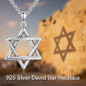 Sterling Silver Star of David Necklace for Men and Women Delicate Jewish Star of David Pendant with 22+2 Inch Adjustable Chain Jewelry Gift for Christmas Father's Day Mother's Day Birthday — image 7 of 9
