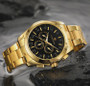 Automatic Mechanical Watch for Men - Gold Black Stainless Steel Case with 3 Subdials, Date, Chronograph Sports Business Watch — image 6 of 16