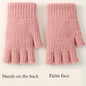 Fashion Gloves Solid Color Knitted Gloves Half Finger Gloves for Office Workers — image 12 of 15
