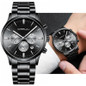 Men Watches Luxury Brand Chronograph Date Wristwatch Male Gold Black Steel Strap Analog Quartz Watch Men Fashion Watch — image 20 of 20