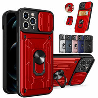 Slide Camera Lens Protection Cover Card Phone Case For iPhone 13 Pro Max 13 Pro 12 Pro Max 11 XR 7 8 Plus Shockproof Ring Holder Kickstand Case for Samsung Galaxy S21 S20 S22 Plus Note Ultra A22 A02S A12 A32 A42 A51 A71 A72 A02 A82 A33 A53 A03S A13 A31 Cover Coque — image 2 of 19