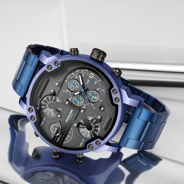 Oversized Dial Dual Time Watch for Men - Sporty Multifunction Quartz Watch — image 1 of 16