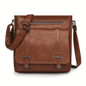 Women's Vintage-Inspired Crossbody Bag - Large Capacity Adjustable Shoulder Strap, Multiple Zippered Compartments, Two-Tone Brown & Black, Secure Metal Hardware for Business Commute & Casual Outings, Classic Mailbag Style, Textured Finish — image 9 of 12