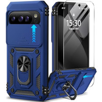 For Google Pixel 10 Case/Pixel 10 Pro Case With Screen Protector & Slide Camera Lens Cover,Built-In Ring Stand Protective Phone Case For Pixel 10 Case/Google Pixel 10 Pro Case (Blue) — image 2 of 7