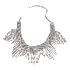 Crystal Necklace Tassel Choker Neck Chain Rhinestones Necklaces Fashion Jewelry Accessories Gifts for Women and Girls — image 3 of 12