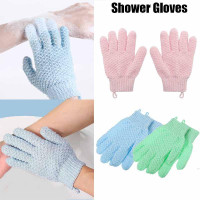 1 Pair Nylon Exfoliating Bath Gloves Double Sided Exfoliating Gloves for Beauty Spa Massage Skin Shower Scrubber Bathing Accessories — image 2 of 11
