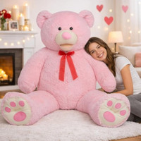 6ft Teddy Bear Giant Teddy Bear Stuffed Animal with Embroidered Paws Holiday Valentine's Toy Gift for Girlfriend Kids 72 inches Pink — image 2 of 9