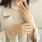 1 pair of thermal gloves, suitable for girls in winter, velvet, windproof and cold-proof temperament, elegant touch-screen split-finger gloves, left and right hands — image 15 of 22