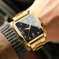 Men's Fashion Binbond Gold Men's Watches Luxury Original Stainless Steel Waterproof Square Male Wristwatches Clock Relogio Masculino 2023 Uhren Herren Gold Watch for Men — image 9 of 22