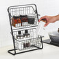 2 Tiers Iron Storage Shelf Rack for Kitchen Seasoning Organizer Fruits Holder Assembly Bathroom Cosmetic Basket DOU — image 8 of 11