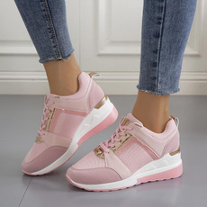 Women's Casual Sports Shoes with Round Toe and Wedge Heel, Cross Strap Athletic Sneakers in Extended Sizes — image 3 of 11
