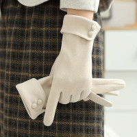 1 pair of thermal gloves, suitable for girls in winter, velvet, windproof and cold-proof temperament, elegant touch-screen split-finger gloves, left and right hands — image 2 of 22