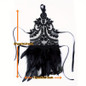 1 pair, Bohemian Gothic faux feather gloves, monochrome lace sequined lace-up hook gloves, Halloween party dress-up wristbands — image 15 of 16