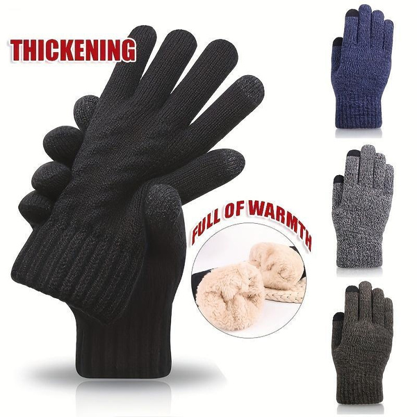 1Pair Winter Knit Gloves - Thermal Insulation for Cycling & Cold Weather, Double-Layer Wrist Cuff, Lightweight Soft & Comfortable, Perfect Gift for Birthday, Halloween & Christmas — image 1 of 15