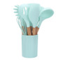 11-Piece Kitchen Utensil Set with Wooden Handles & Silicone Heads, Black & Khaki Storage Caddy — image 8 of 19