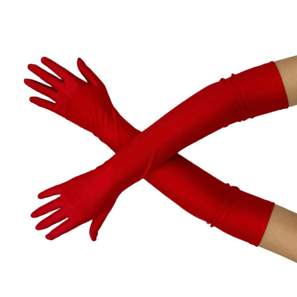 Satined Gloves for Wedding Ceremony Simple Elbow Gloves Formal Occasion Gloves Banquet Long Gloves for 1920s Costume — image 1 of 16