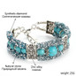 Vintage Tibetan Silver Feather Turquoise Beads Bracelet Bangle Crystal Diamond Turquoise Bangle Women Jewelry Gift — image 13 of 16