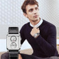 Watches For Men Swiss Mens Watch In Stainless Steel With Leather Strap And Rectangular Sapphire Glass Dial Quartz Movement 50M Waterproof — image 5 of 7
