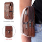Men Leather Waist Bag, Multifunction Fanny Pack, Large Capacity Belt Bag,Brown Shoulder Bags Crossbody Bags,Multi-layer Buckle Mobile Phone Bag — image 8 of 20