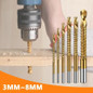 6Pcs/Set 3-8mm HSS Cobalt Drill Bits Set Twist Drill Titanium Drilling Spiral Screw Metric Composite Tap Drill for Drilling Cut Grooving — image 11 of 19