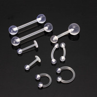 9PCS Clear UV Acrylic Nose Stud Eyebrow Ring Body Piercing Jewelry Kit Set  RZW — image 2 of 6