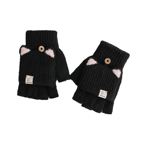 2pcs Women Versatiles Fingerless Mittens Outdoor Autumn Gloves Office Work Glove — image 1 of 16