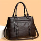 Vintage-Style Women’s Satchel Purse - Multi-Layer Crossbody Handbag with Detachable Strap,, Zip Closure, Available in Deep Brown/Grey/Yellow/Black — image 10 of 10