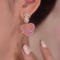 Arrival Trendy Lovely Pink Heart Dangle Earrings For Women Fashion Cute Sweet Crystal Jewelry Girl Gifts 4Color — image 4 of 11