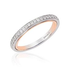 Enchanted Disney Fine Jewelry Belle Wedding Band for Women 14K White and Rose Gold 1/6 CTTW Natural White Round Diamonds Disney Princess Inspired Jewelry Gifts for Her — image 3 of 5