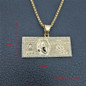 3mm Stainless Steel Chain Fashion Women Men's Hip Hop Iced Out US $100 Dollar Gold Color Pendant Necklace Jewelry — image 6 of 12