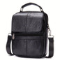 Genuine Leather Messenger Bag - Black, Multi-Compartment, Adjustable Strap, Ideal for Men's Daily Commute, Business, Travel — image 21 of 29