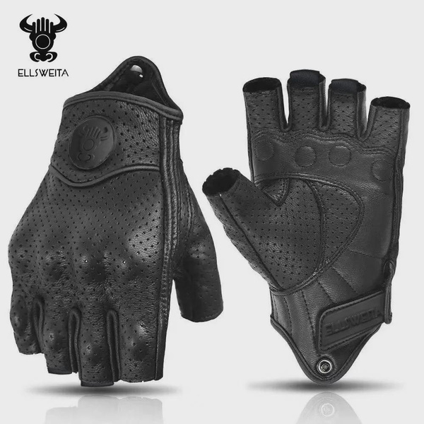 ELLSWEITA Motorcycle Gloves: Genuine Leather, Anti-Slip & Touchscreen Compatible for Riding — image 1 of 11