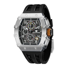 Mens Luxury Watch Watches For Men 50M Waterproof Japanese Quartz Movement Tonneau Stainless Steel Case Sapphire Glass With Chronograph Date Function Cool Unique Fashion Gift Watch — image 3 of 7