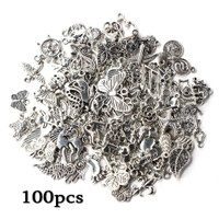 100pcs Bulk Tibetan Silver Mixed Pendant Jewelry Making DIY Craft Animal Flower Heart Charms — image 2 of 9