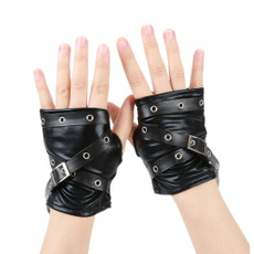 Fingerless Punk Style Gloves Durable PU For Motorcycle Outdoor Activity — image 3 of 11