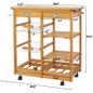 Wooden Kitchen Utility Island Cart W/ Shelves Drawers Trolley Stand Natural — image 6 of 8