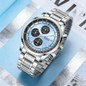 Men's Chronograph Watch, 43.5MM Large Dial Pilot Watch with Slide Rule Bezel, Stainless Steel Band Quartz Wristwatch, Date Display, Daily Water Resistant, Luxury Business Sport Watch for Men — image 5 of 36
