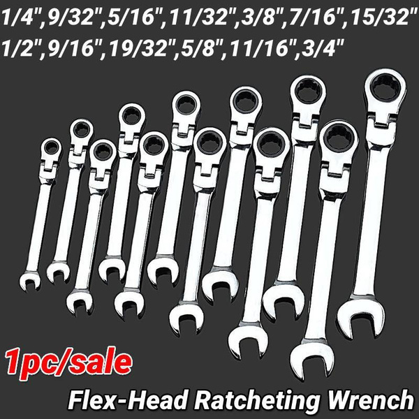 1pc Imperial Flex-Head Ratcheting Combination Wrench SAE 72 Teeth 12 Point Dual-purpose Ratchet Spanner Wrench Universal Hand Tools Car Repair Tool — image 1 of 36