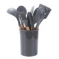 11-Piece Kitchen Utensil Set with Wooden Handles & Silicone Heads, Black & Khaki Storage Caddy — image 5 of 19