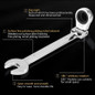 1pc/2pcs Metric Flex-Head Ratcheting Combination Wrench 72 Teeth 12 Point Dual-purpose Rachet Wrench Ended Spanner Hand Tools (6mm-24mm To Choose) — image 19 of 55